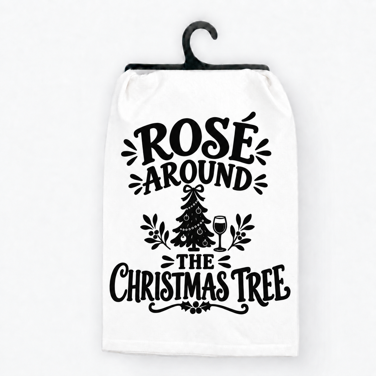 Rosé Around the Christmas Tree Holiday Hand Towel