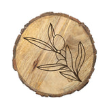 CounterArt/Highland Home/Thirstystone/CoasterStone - "Olive Branch" Single Mango Wood Bark Edged Coasters