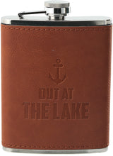 Out at the Lake - PU Leather & Stainless Steel 8 oz Flask