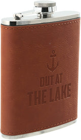 Out at the Lake - PU Leather & Stainless Steel 8 oz Flask