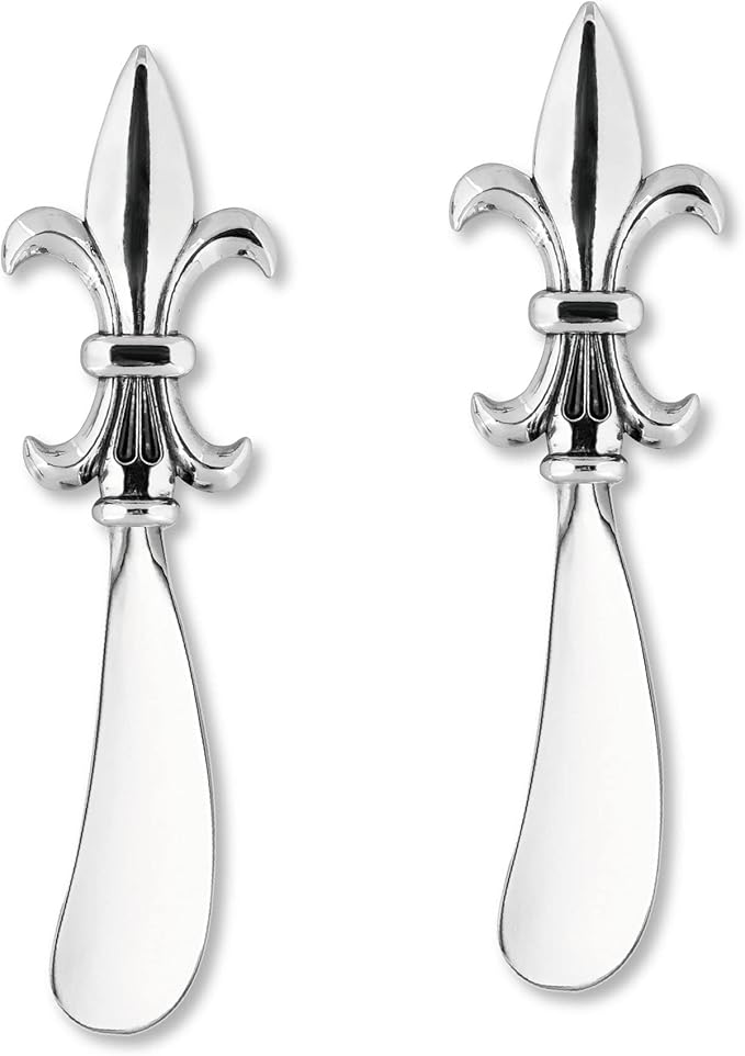 2-Piece Cheese and Butter Spreader Knives Zinc Alloy Cheese Spreader Set (Fleur-De-Lis)