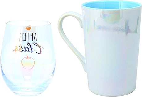 Pavilion Gift Company Before & After Class - 18 oz. Stemless Glass & 15 oz. Latte Cup Set