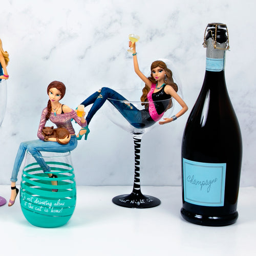 Bachelorette - Girl Figurine & Wine Glass