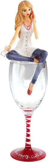 Empty - Girl Figurine & Wine Glass -