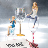 Empty - Girl Figurine & Wine Glass -