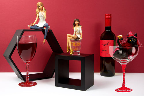 Empty - Girl Figurine & Wine Glass -