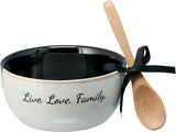 Family - 4.5" Ceramic Bowl with Bamboo Spoon