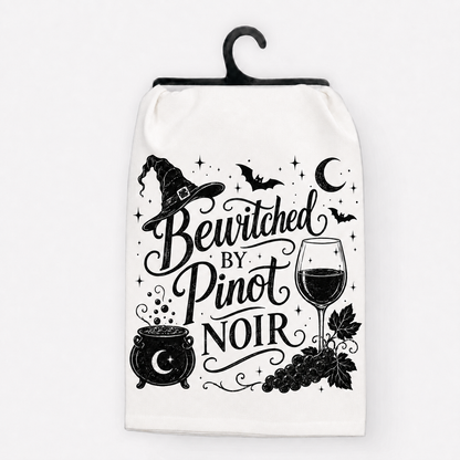 Bewitched by Pinot Noir Halloween Hand Towel