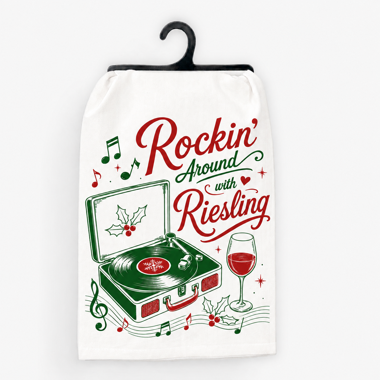 Rockin’ Around the Riesling Christmas Hand Towel