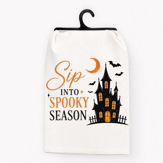 Sip Into Spooky Season Halloween Hand Towel