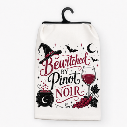 Bewitched by Pinot Noir Halloween Hand Towel