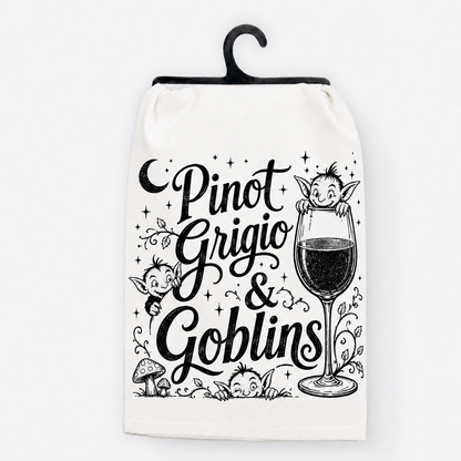 Pinot Grigio & Goblins Halloween Hand Towel