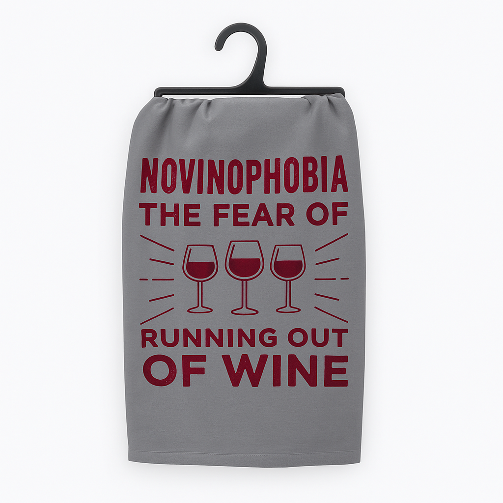 Funny Wine Towel – Novinophobia | 100% Cotton | Wine Country INC