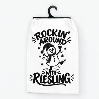Rockin’ Around the Riesling Christmas Hand Towel