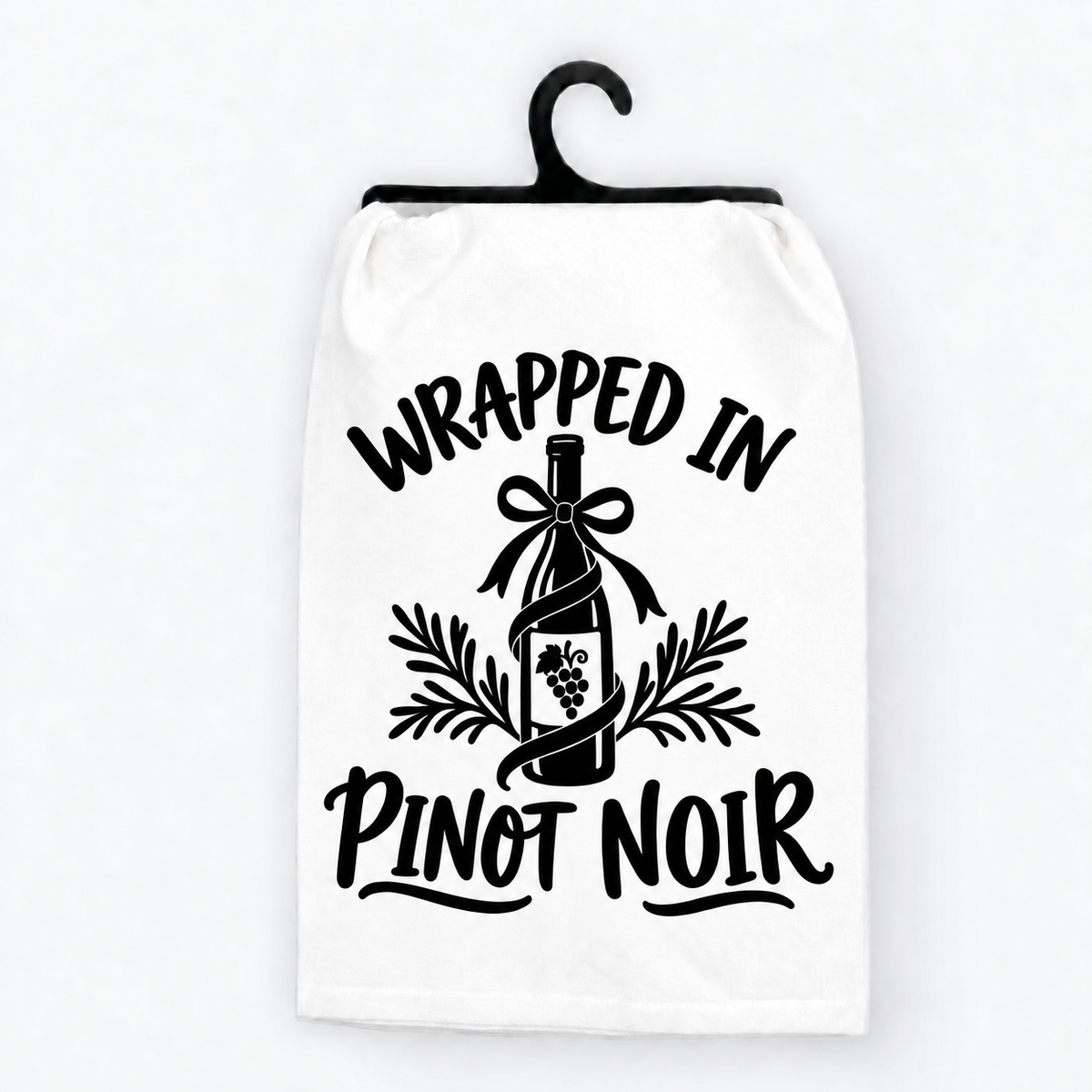 Wrapped Up in Pinot Christmas Wine Hand Towel