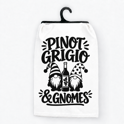Pinot Grigio & Gnomes Christmas Hand Towe