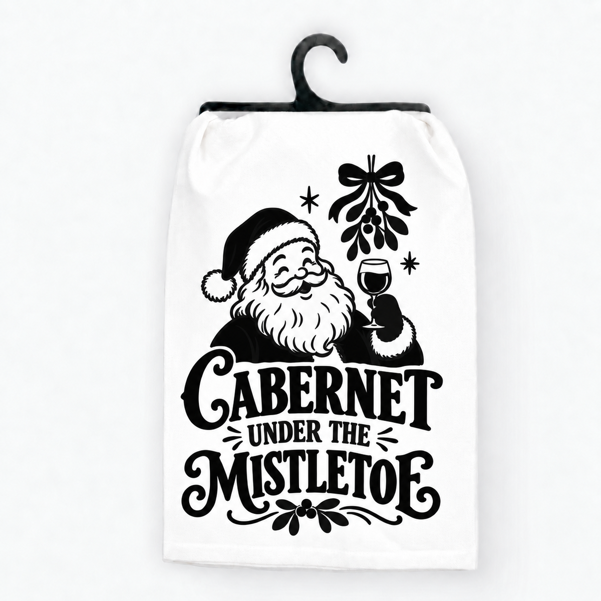 Cabernet Under the Mistletoe Christmas Wine Hand Towel