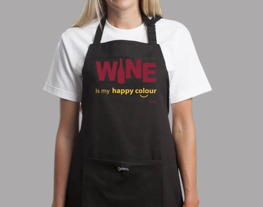 Grimm Wine Is My Happy Colour Apron/Black