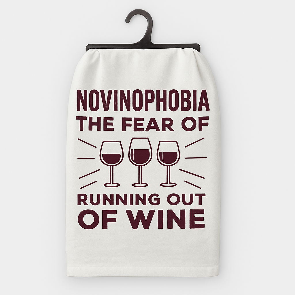 Funny Wine Towel – Novinophobia | 100% Cotton | Wine Country INC