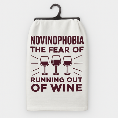 Funny Wine Towel – Novinophobia | 100% Cotton | Wine Country INC