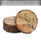 CounterArt/Highland Home/Thirstystone/CoasterStone - "Olive Branch" Single Mango Wood Bark Edged Coasters