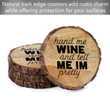 CounterArt/Highland Home/Thirstystone/CoasterStone - "Hand Me Wine" Single Mango Wood Bark Edged Coasters