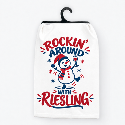 Rockin’ Around the Riesling Christmas Hand Towel